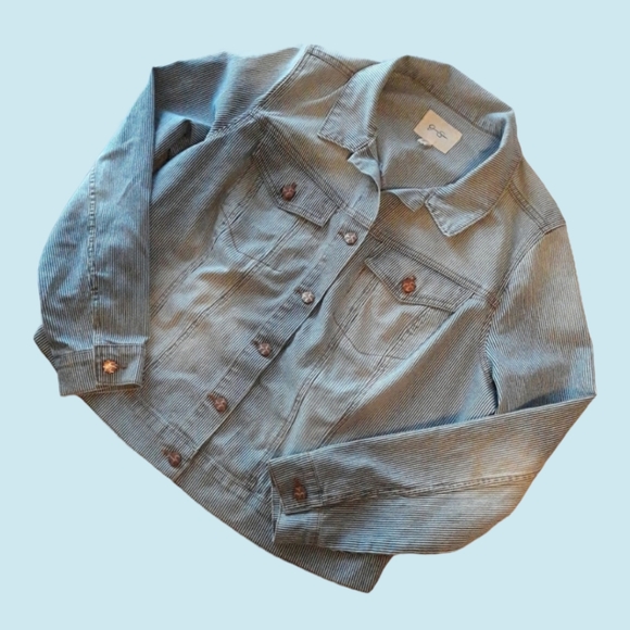 Jessica Simpson Pinstripe Denim Jacket  SALE 20% OFF - Picture 1 of 2